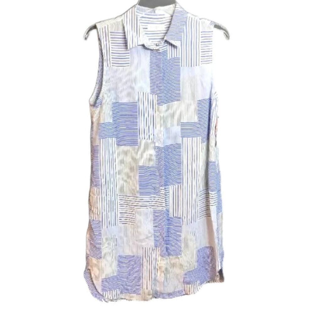 Equipment Michaela Linear Patchwork Silk Dress Bl… - image 3